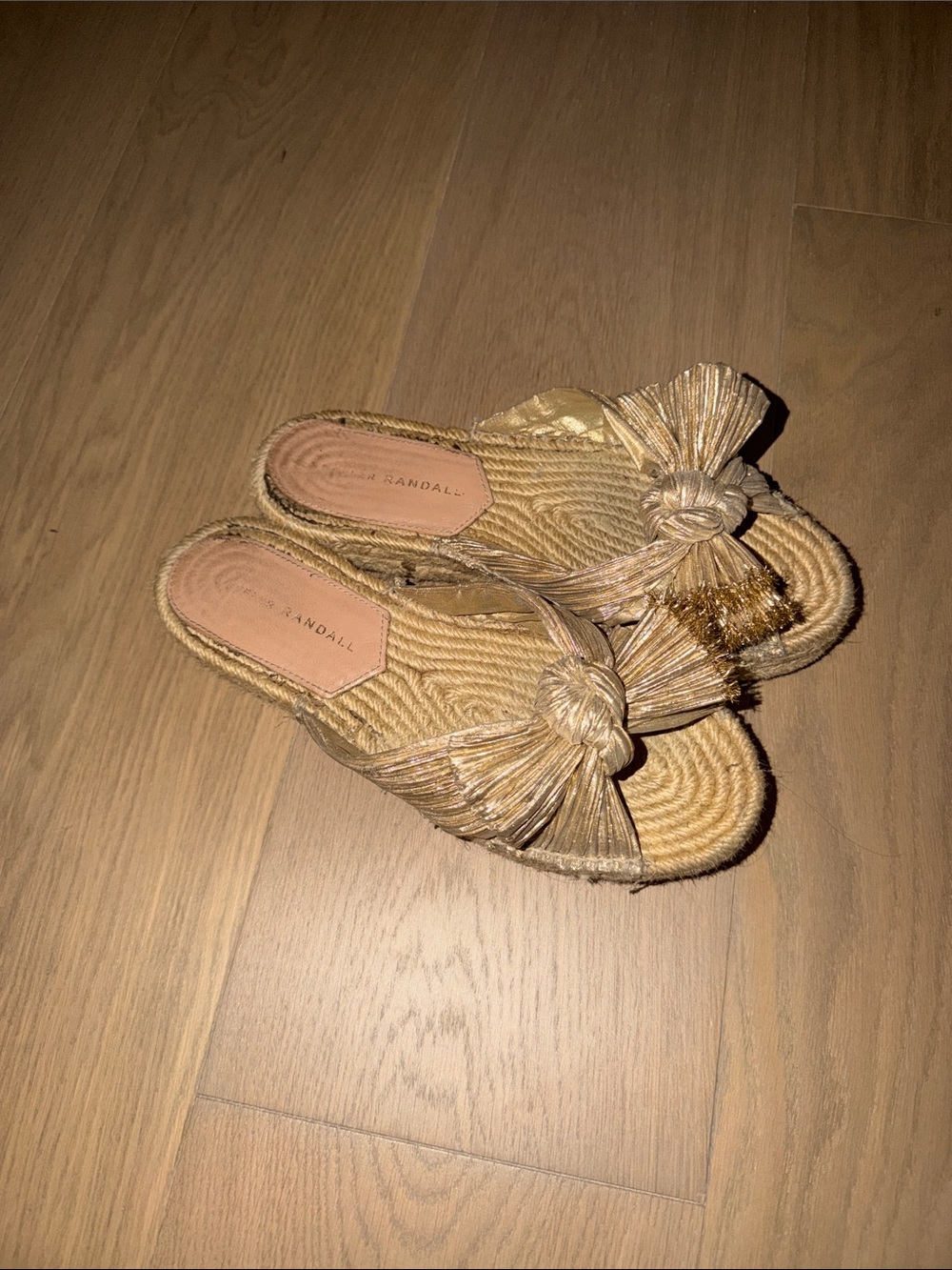 Loeffler Randall Natural Raffia Knot Slide Sandals